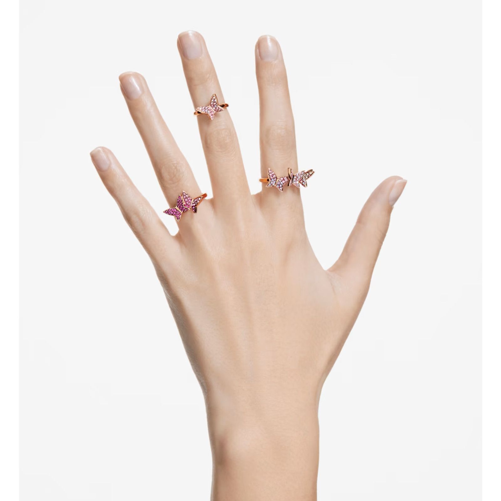 Swarovski Swarovski Lilia ring Set (3), Butterfly, Rose gold-tone 7 Size ONE SIZE - 3 Thumbnail