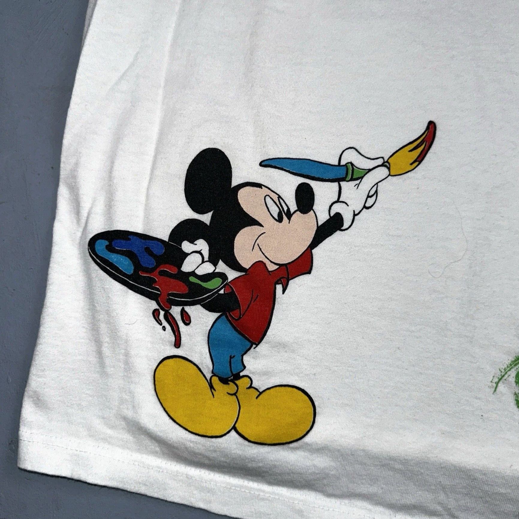 Disney VINTAGE Disney Mickey Mouse T-Shirt Short Sleeve White L Crew Neck Men 90s Vintage Graphic Print Shirt Size US L / EU 52-54 / 3 - 2 Thumbnail