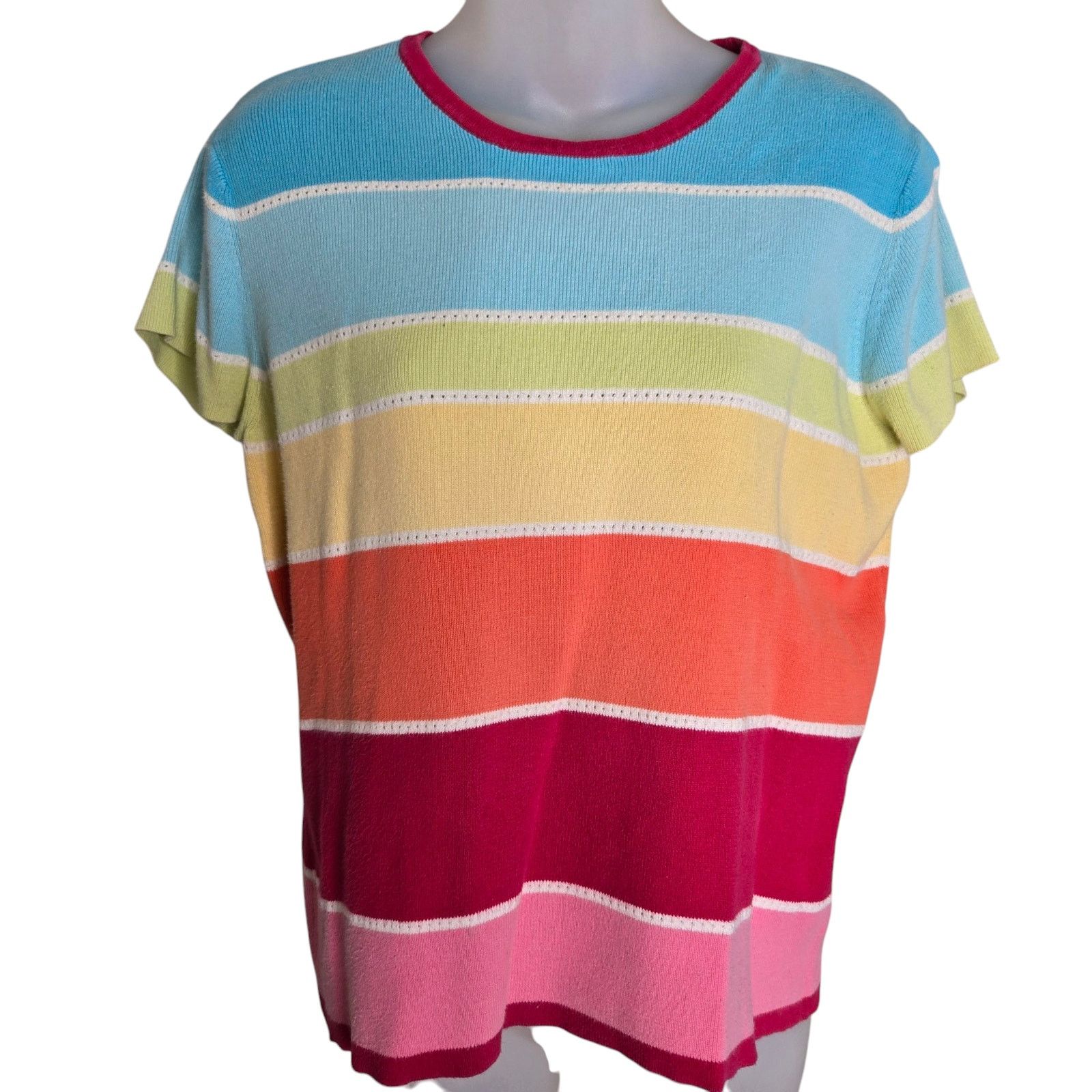 Other Talbots Womens Striped Sweater Large Short Sleeves Cotton Size L / US 10 / IT 46 - 1 Thumbnail