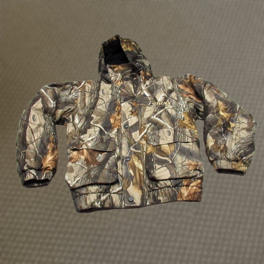 Vintage Rocky Bomber Jacket Mens Medium Camo Realtree Insulated Hunting Hooded Waterfowl Full Zip Pockets Winter Fall Casual Workwear Size US M / EU 48-50 / 2 - 1 Thumbnail