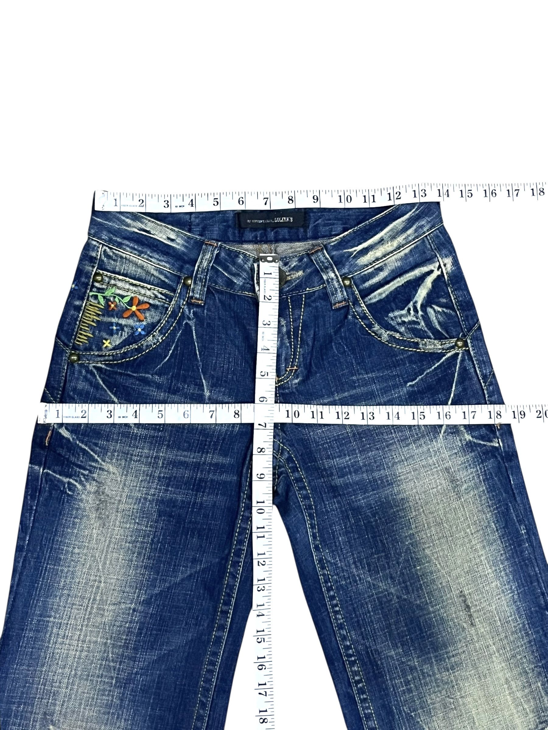 Lolita Jeans 🔥Lolita Unique Clothing Super Wide Flare Floral Denim Size 26" / US 2 / IT 38 - 9 Thumbnail