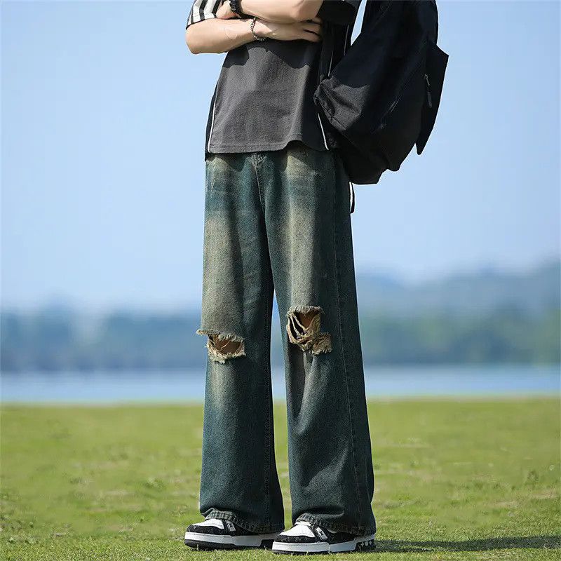 Japanese Brand × Jean Retro loose straight leg casual ripped jeans Size US 32 / EU 48 - 5 Thumbnail