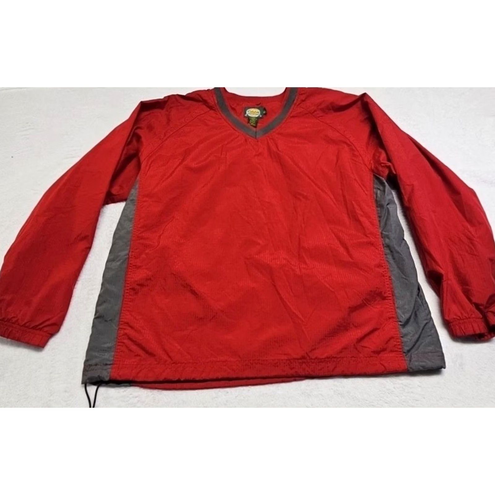Vintage Cabela’s Pullover Windbreaker Jacket Mens Large Red Gray Nylon V-Neck Zip Drawstring Outdoor Windbreaker Size US L / EU 52-54 / 3 - 2 Thumbnail