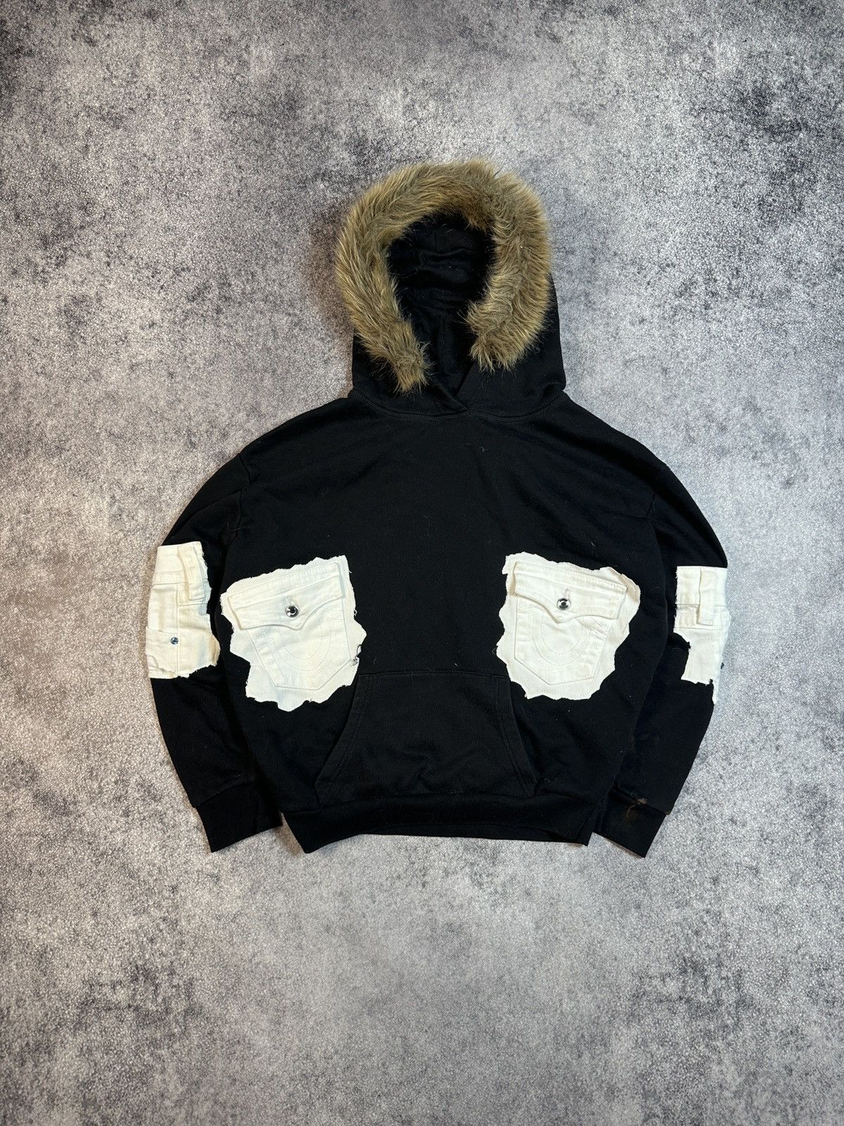 True Religion Y2K True Religion Custom Baggy Fur Hoodie Streetwear Rare L Size US L / EU 52-54 / 3 - 1 Thumbnail