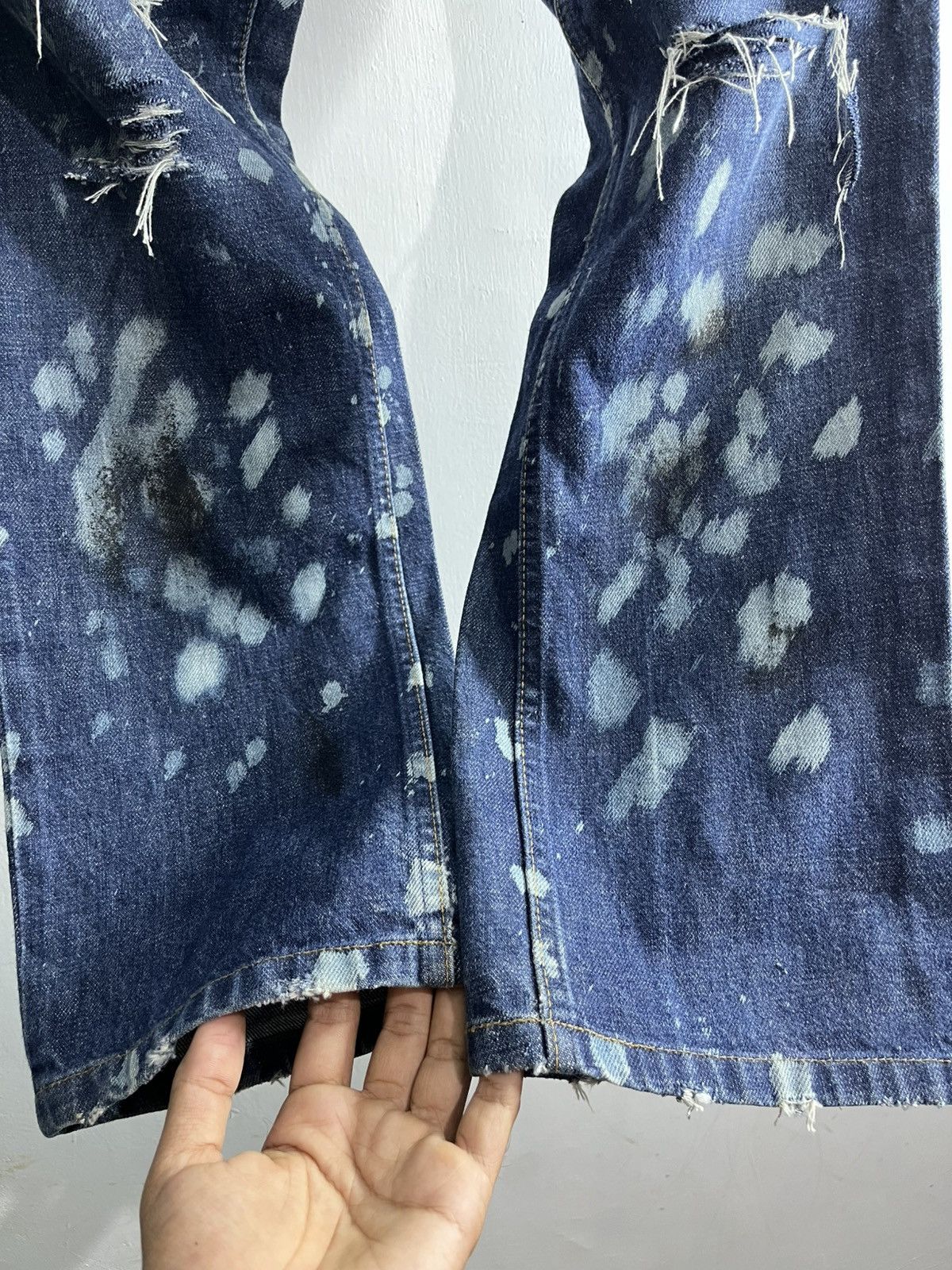 Helmut Lang Helmut lang paint acid distressed raw denim Size US 31 - 8 Thumbnail