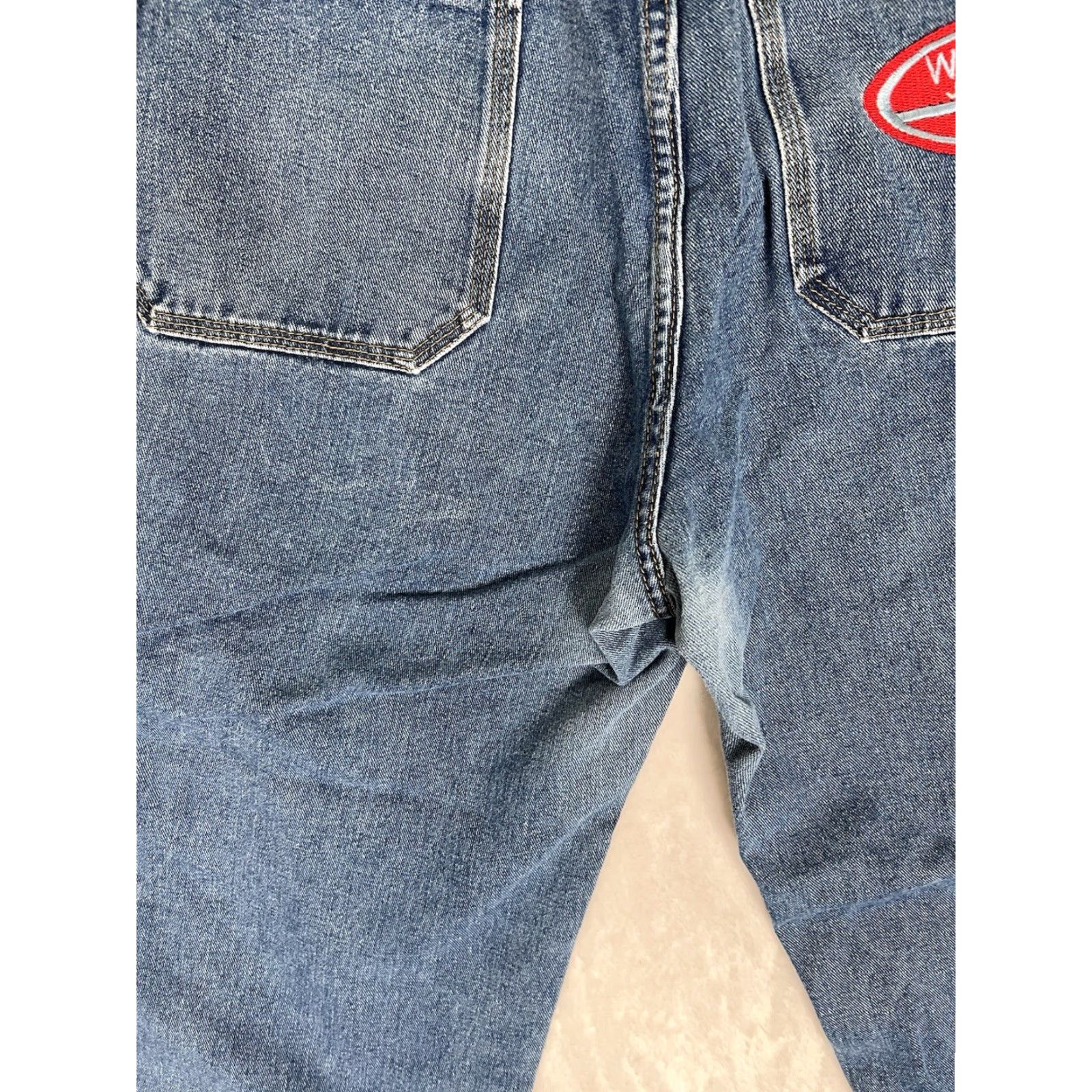 Shein Wake Baggy Cargo Wide Leg Jeans Women's 2XL 36x29 Blue 90s Hip Hop Y2K Jeans SheIn Size 40" / US 18 - 2 Thumbnail