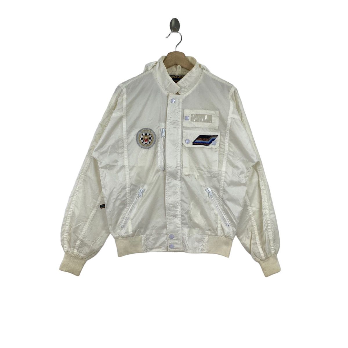 image of Style Auto California Racing Cream Bomber Jacket, Men's (Size Medium)