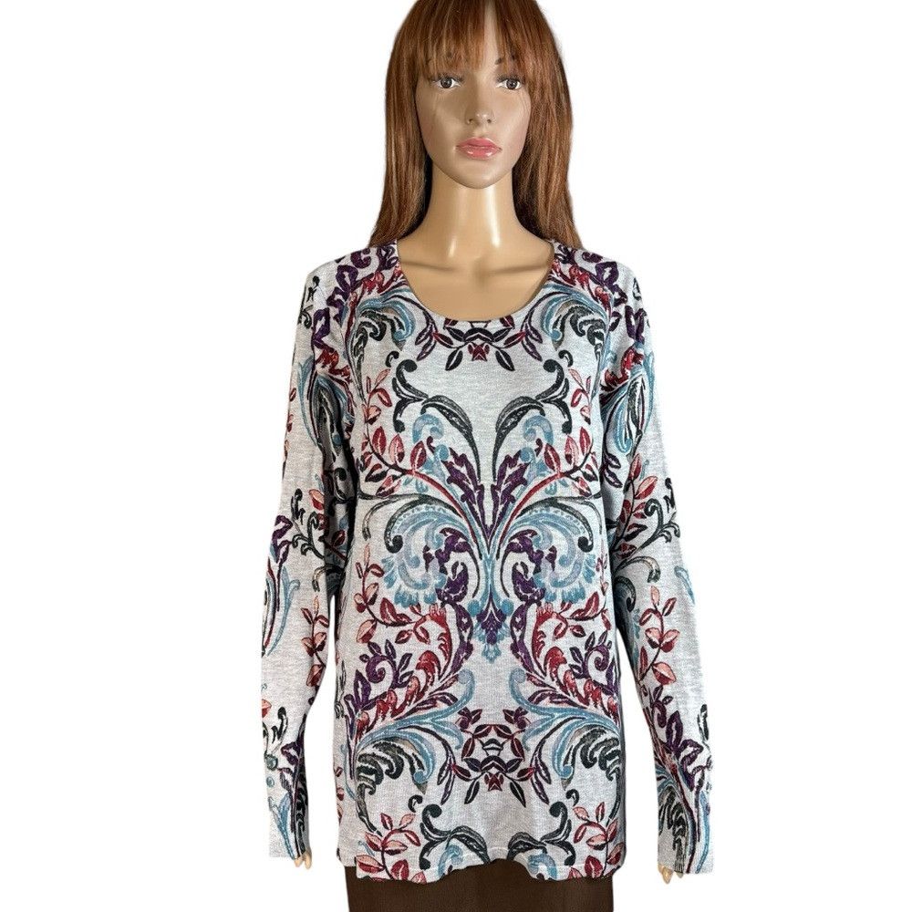 Chicos Chico's Scroll-Print Button-Sleeve Pullover Size 3 US XL Size XL / US 12-14 / IT 48-50 - 2 Thumbnail