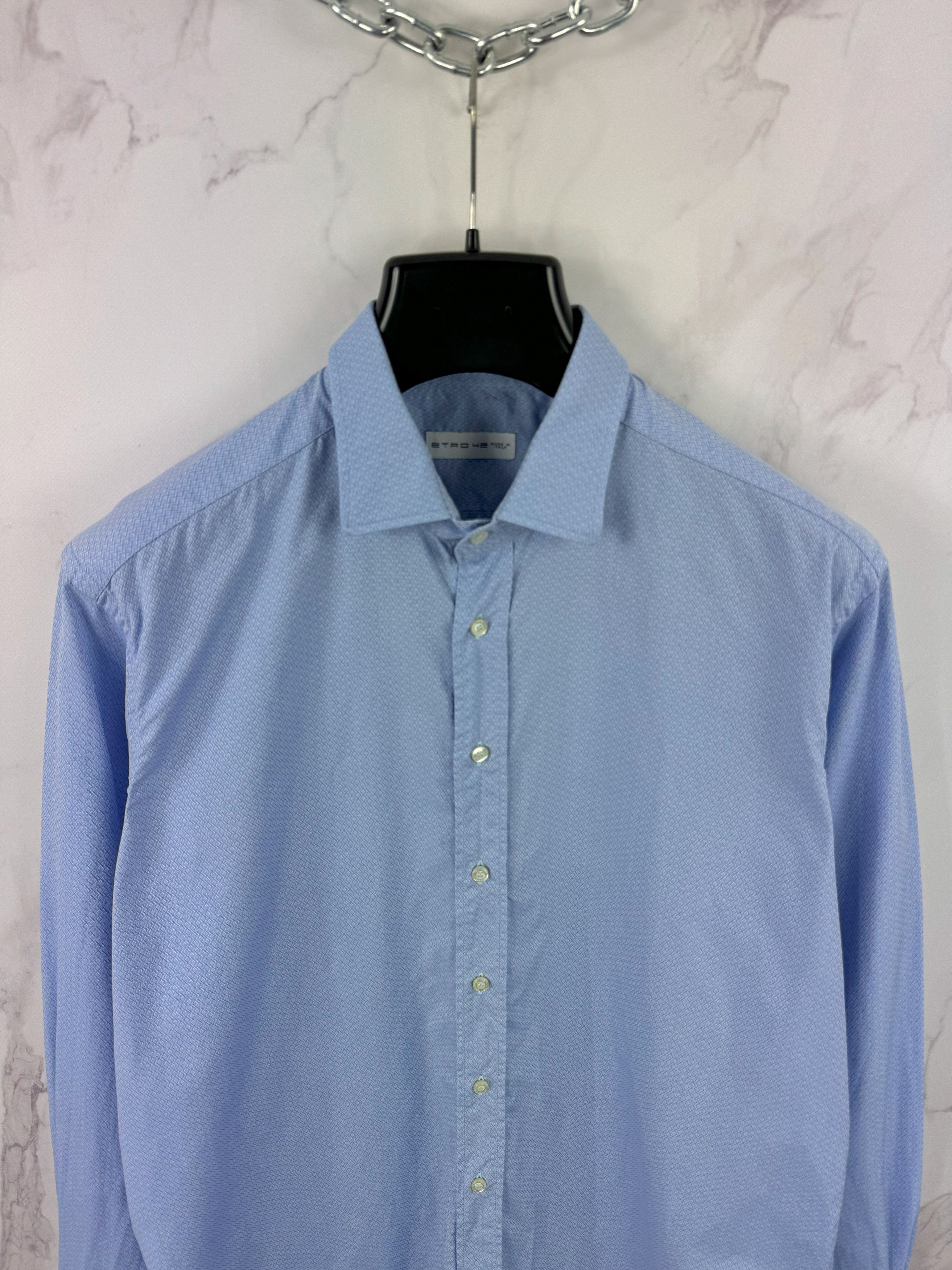Etro Etro Pattern Clasic Blue Shirt Made In Italy Size 42 Size US L / EU 52-54 / 3 - 5 Thumbnail