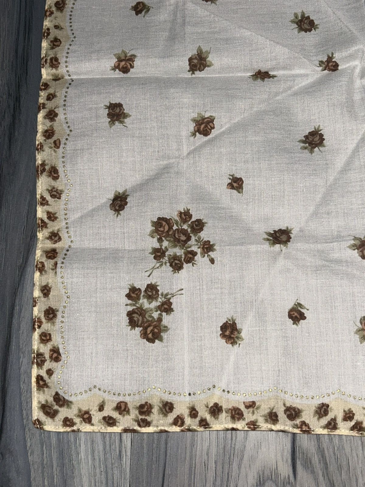 Givenchy Vintage Givenchy Brown Blush Rose Cotton Handkerchief Size ONE SIZE - 6 Thumbnail
