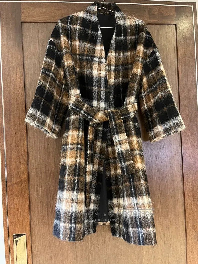 Brunello Cucinelli Brunello Cucinelli Gingham Cashmere Tie Waist Coat Size XS / US 0-2 / IT 36-38 - 1 Thumbnail