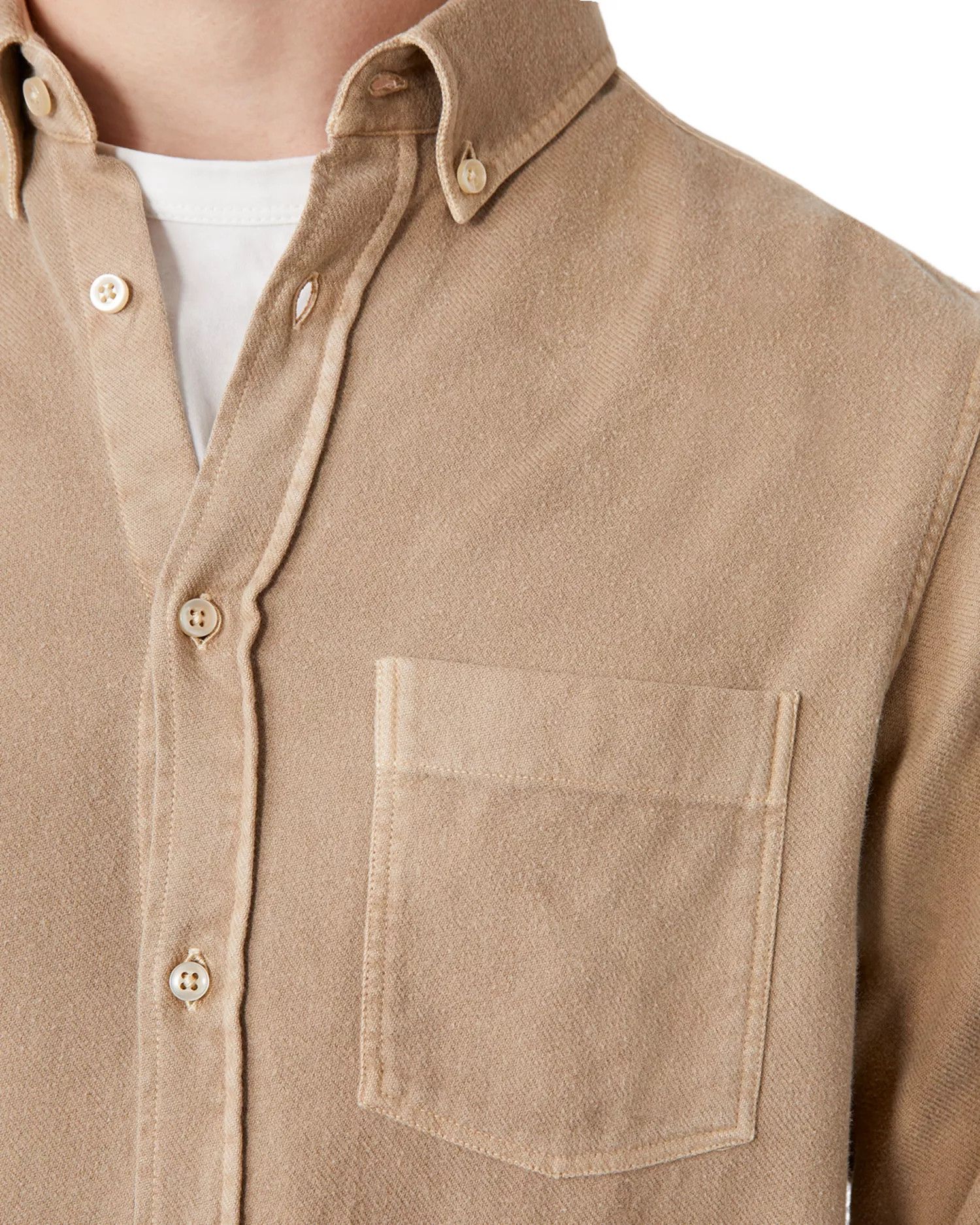 Officine Generale o1mle1025 Arsene Pigment Dye Brushed Cotton Shirt in Khaki Size US M / EU 48-50 / 2 - 3 Thumbnail