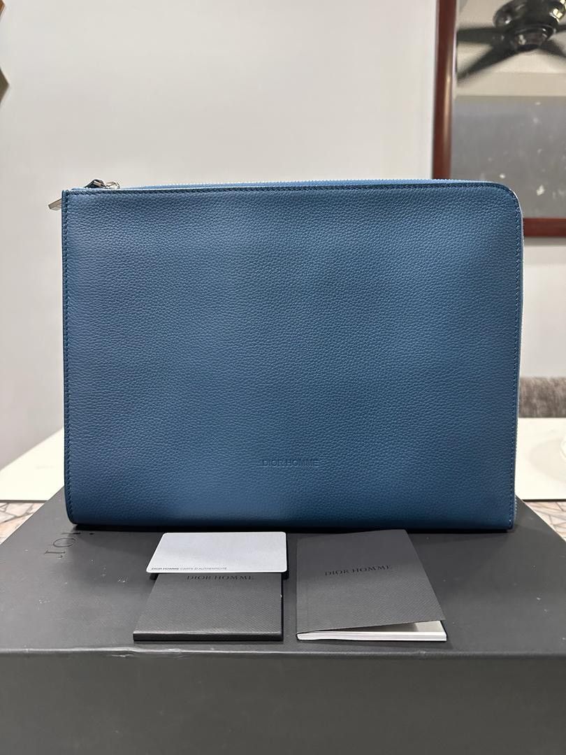 Dior Authentic Dior Homme Clutch Document Blue Size ONE SIZE - 1 Thumbnail