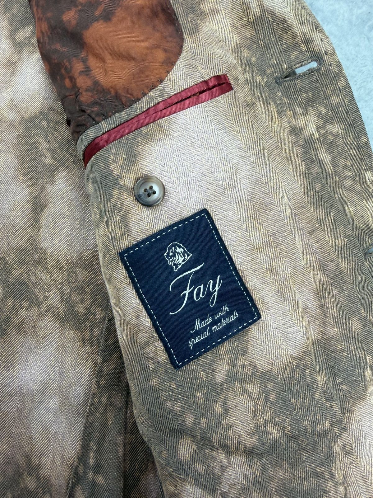 Fay Fay Linen Blazer Custom Hand Bleached Herringbone Size 50 Size US M / EU 48-50 / 2 - 10 Thumbnail