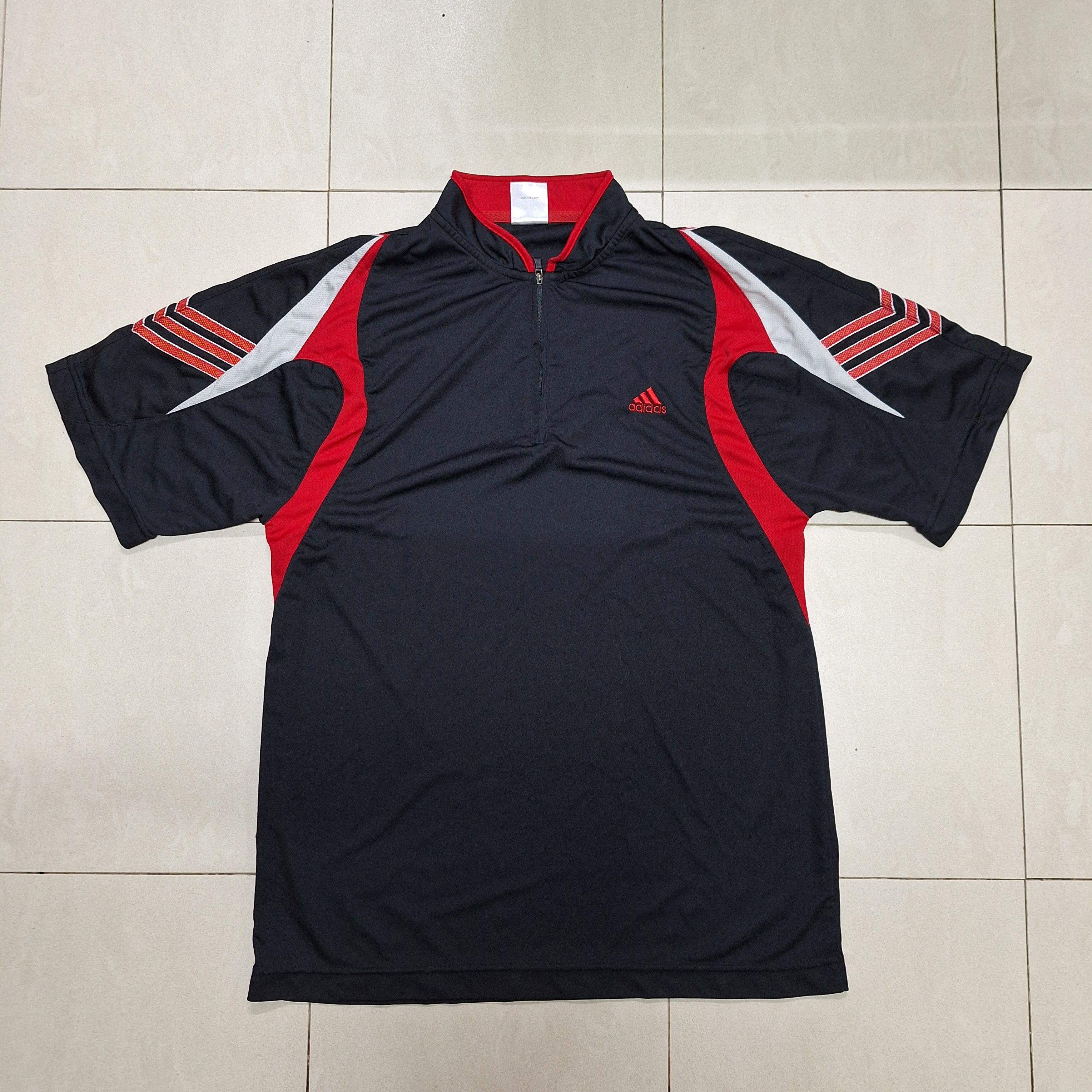Adidas Vintage Adidas Zipped Jersey T Shirt Size US S / EU 44-46 / 1 - 1 Thumbnail