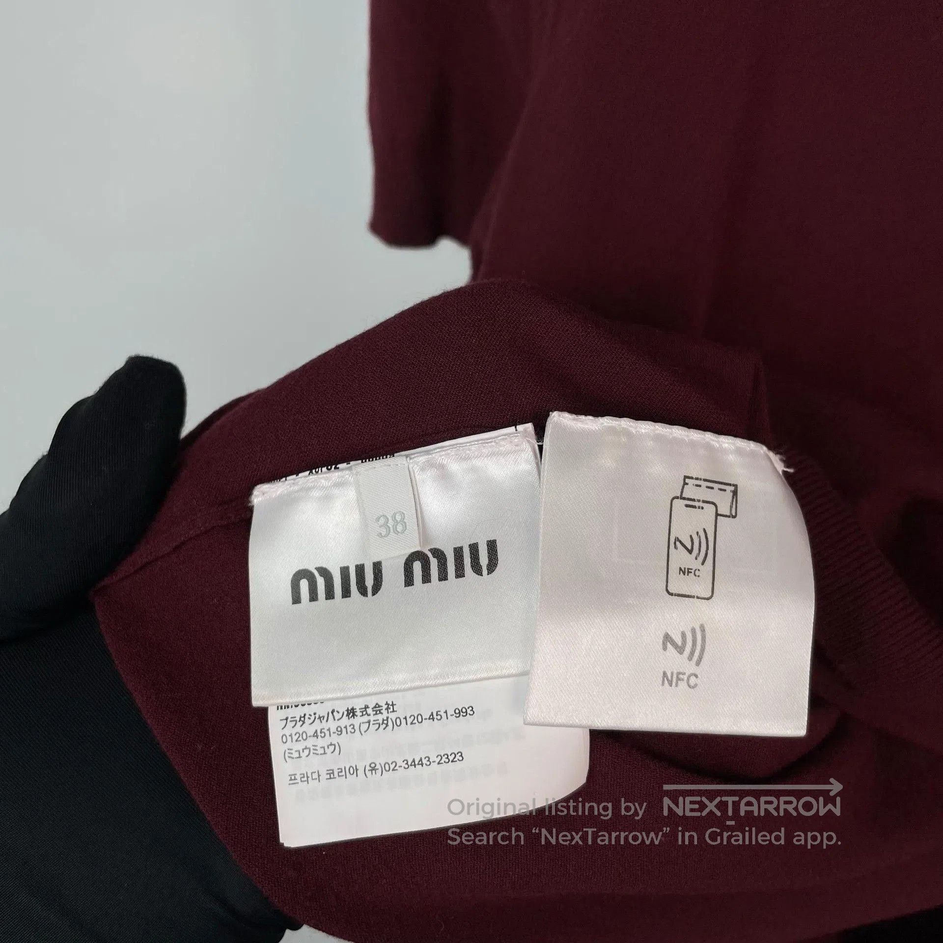 Miu Miu Miumiu Red Round-Neck Short-Sleeve Knit Top. Size S / US 4 / IT 40 - 5 Thumbnail