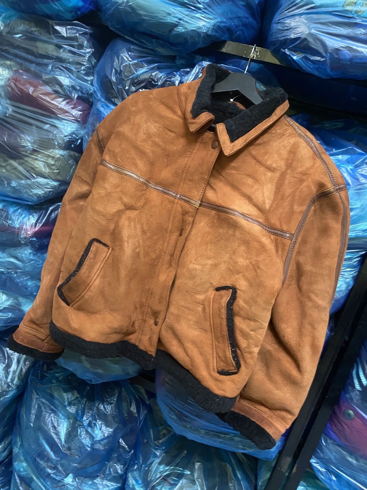 Leather Correspondance Vintage Shearling Aviator Jacket Brown Suede Size US M / EU 48-50 / 2 - 2 Thumbnail