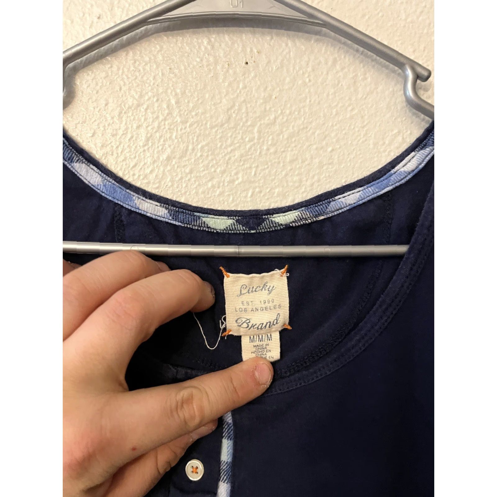 Lucky Brand Lucky Brand Women’s Henley Top Medium Blue Knit Thermal Long Sleeve Shirt Blouse Casual Knits Fall Winter Spring Mens? Size M / US 6-8 / IT 42-44 - 3 Thumbnail