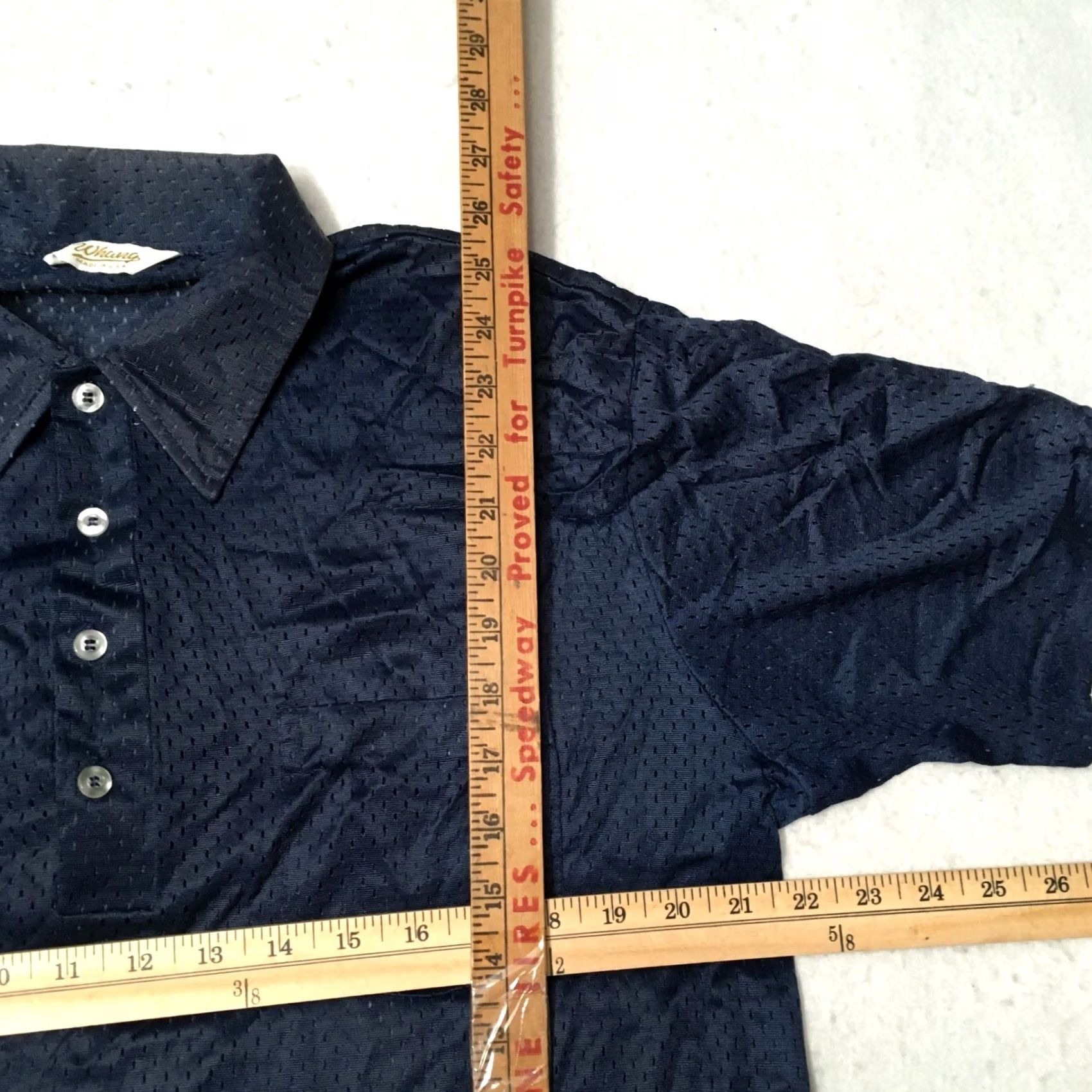 Vintage whang Polo Shirt Mens navy blue L Short Sleeve perforated Casual Golf Size US L / EU 52-54 / 3 - 3 Thumbnail