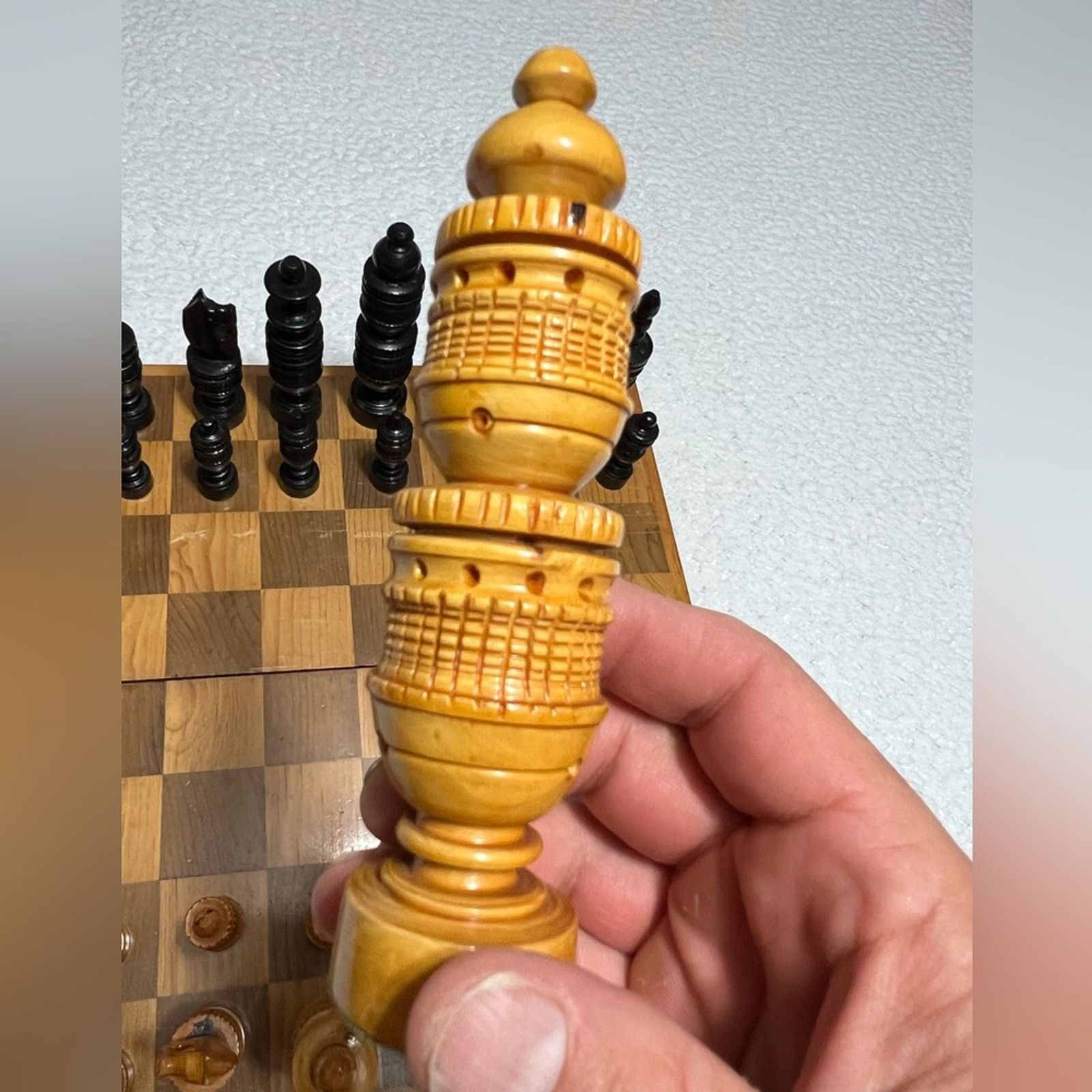 Vintage Vintage 70’s 80’s Hand Carved Indian Wooden Chess Set & Box Size ONE SIZE - 5 Thumbnail
