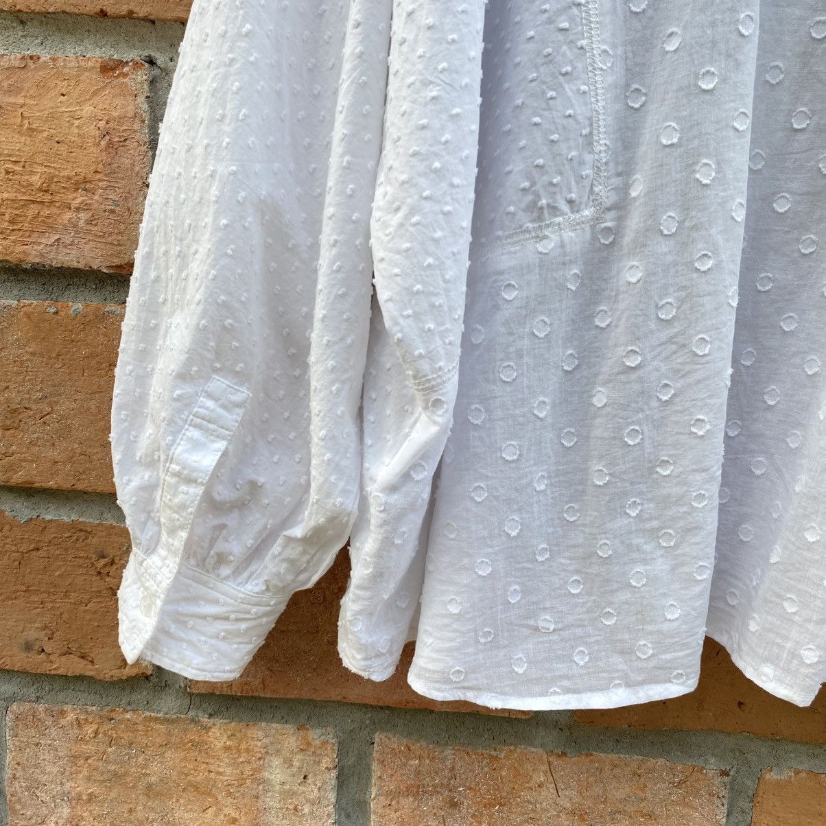 Frapbois FRAPBOIS & niko and ... White Dobby Cotton Blouse Size L / US 10 / IT 46 - 9 Thumbnail