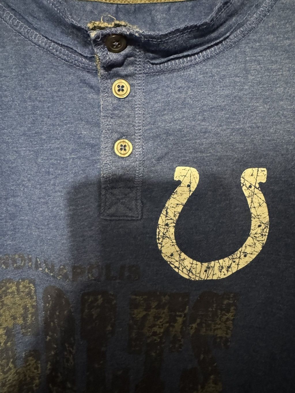 NFL Indianapolis Colts Distressed Henley L/S T-Shirt Men XL Blue Size US XL / EU 56 / 4 - 3 Thumbnail