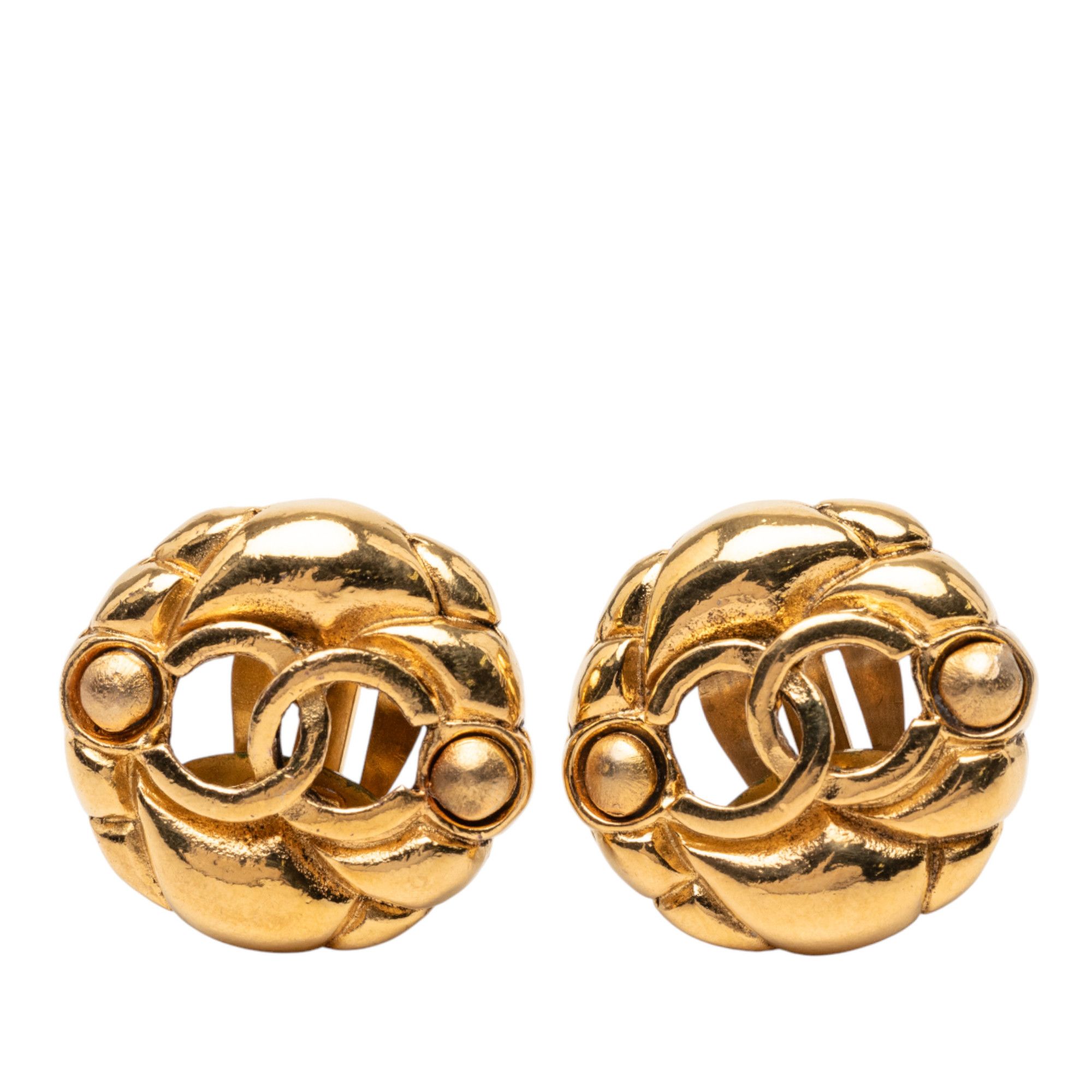 Chanel Chanel Gold Plated CC Round Clip On Earrings Size ONE SIZE - 1 Thumbnail