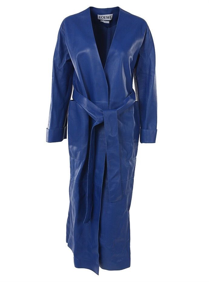 Loewe LOEWE Electric Blue Leather Coat Size XXS / US 00 / IT 34 - 1 Thumbnail