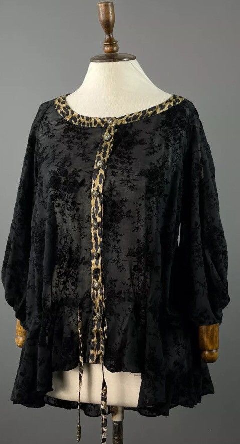 John Galliano Galliano Black Sheer Embroidered Silver Button Cardigan Size S / US 4 / IT 40 - 1 Thumbnail