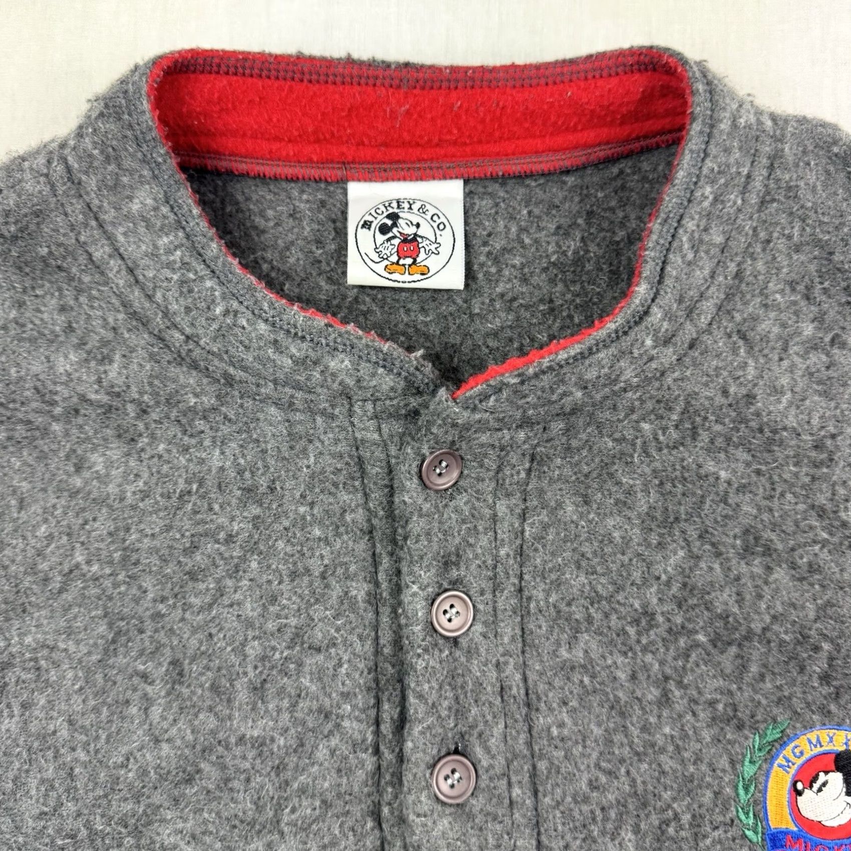 Disney VINTAGE Disney Mickey Mouse Fleece Pullover Sweatshirt Adult XL Henley Neck 90s Size US XL / EU 56 / 4 - 4 Thumbnail