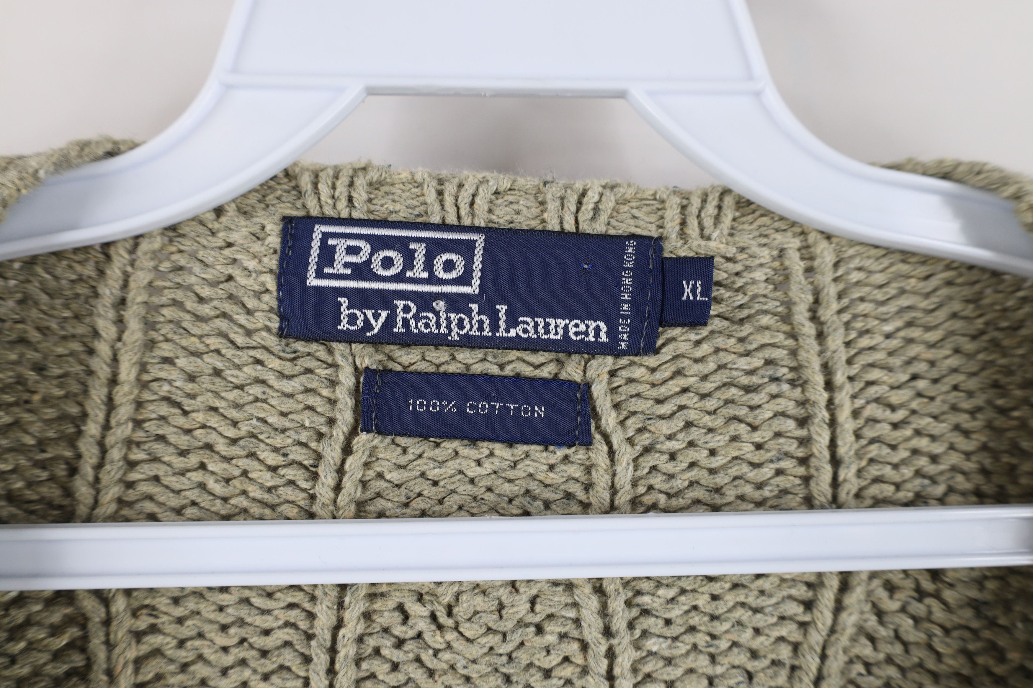 Polo Ralph Lauren Vintage 90s Ralph Lauren Cable Knit Crewneck Sweater Green Size US XL / EU 56 / 4 - 8 Thumbnail
