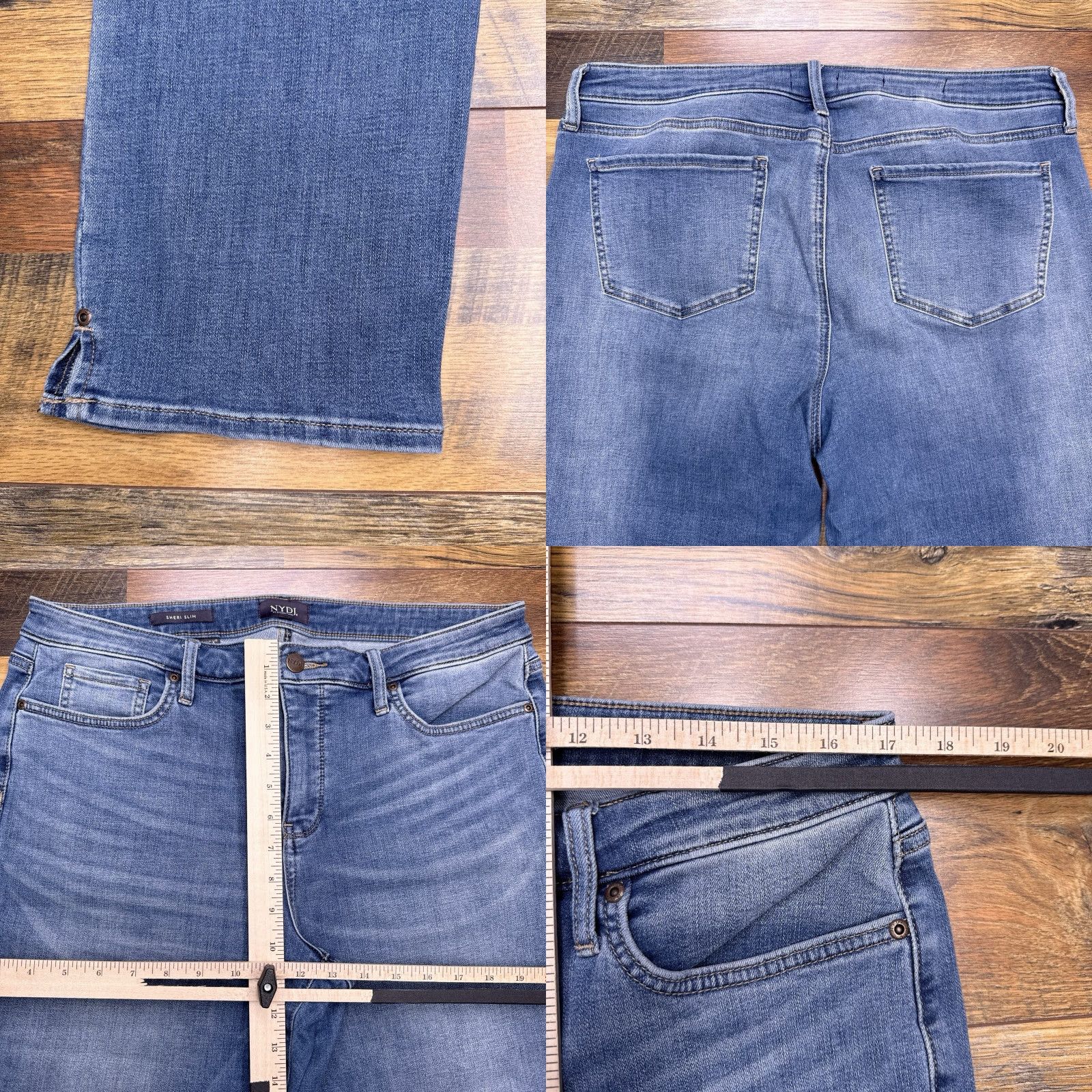 NYDJ NYDJ Jeans Womens 14P Petite Mid Rise Stretch Denim 5-Pocket City Blue Slim Tapered Size 36" / US 14 / IT 50 - 8 Thumbnail