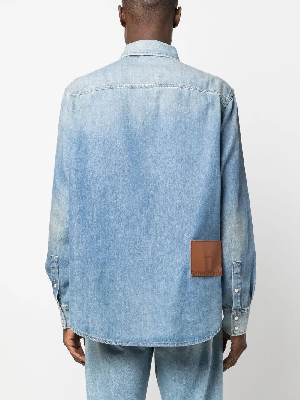 Palm Angels o1y0325 Logo Denim Shirt in Blue Size US L / EU 52-54 / 3 - 4 Thumbnail