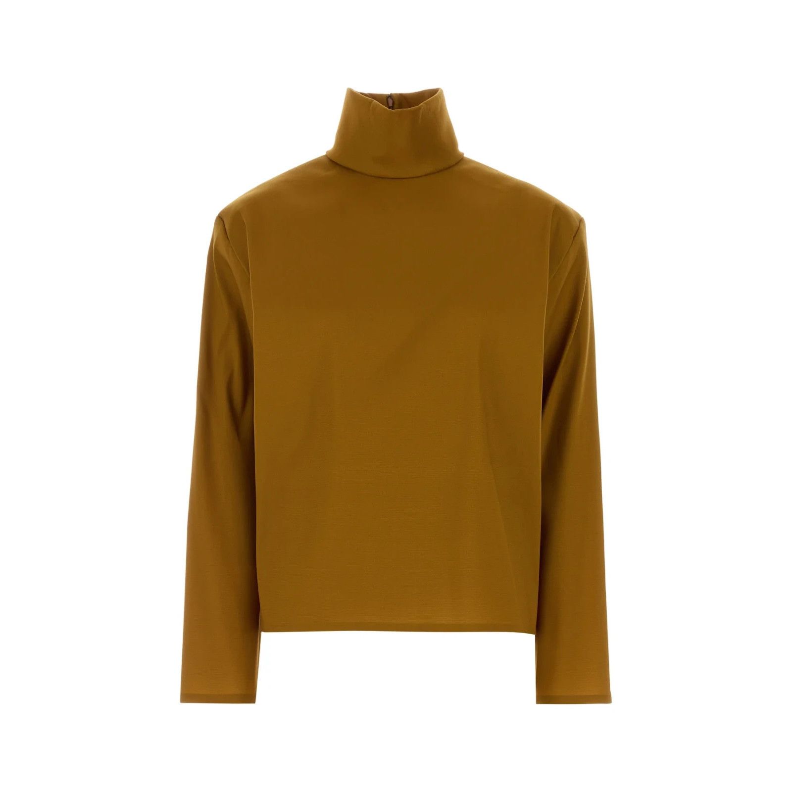 SAINT LAURENT Orange Stretch Silk Blend Top New & Authentic