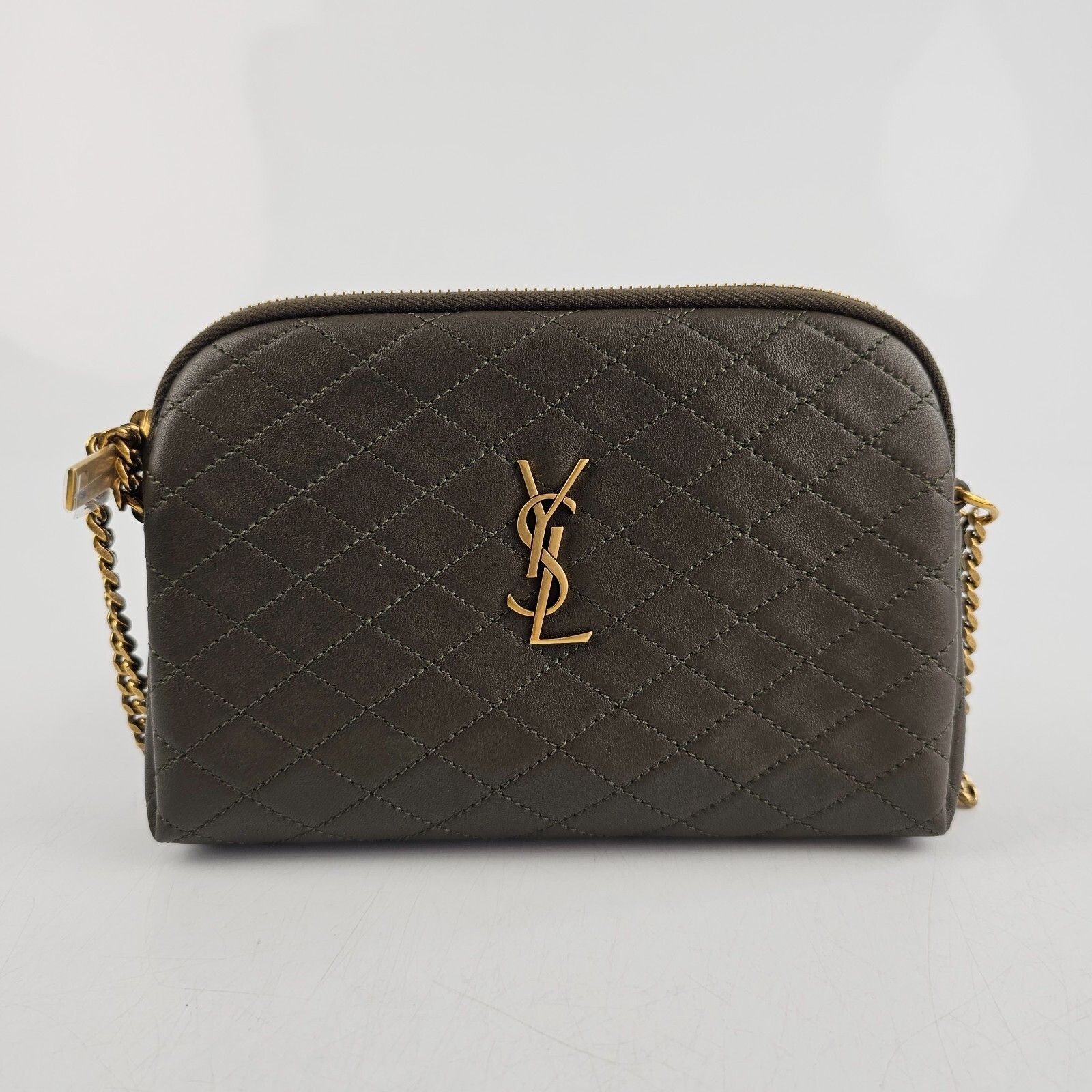 Saint Laurent Mini Gaby Quilted Lt Musk Lthr Shldr Bag New