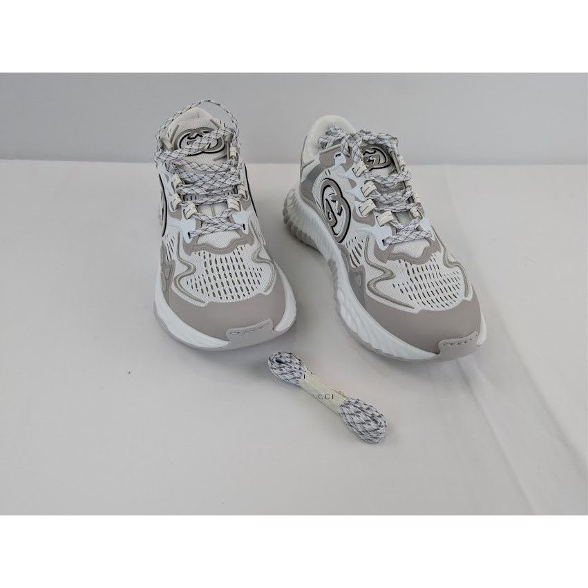Gucci o1rshd1 Ripple Splash Sneaker in White / Grey Size US 11 / EU 44 - 6 Thumbnail