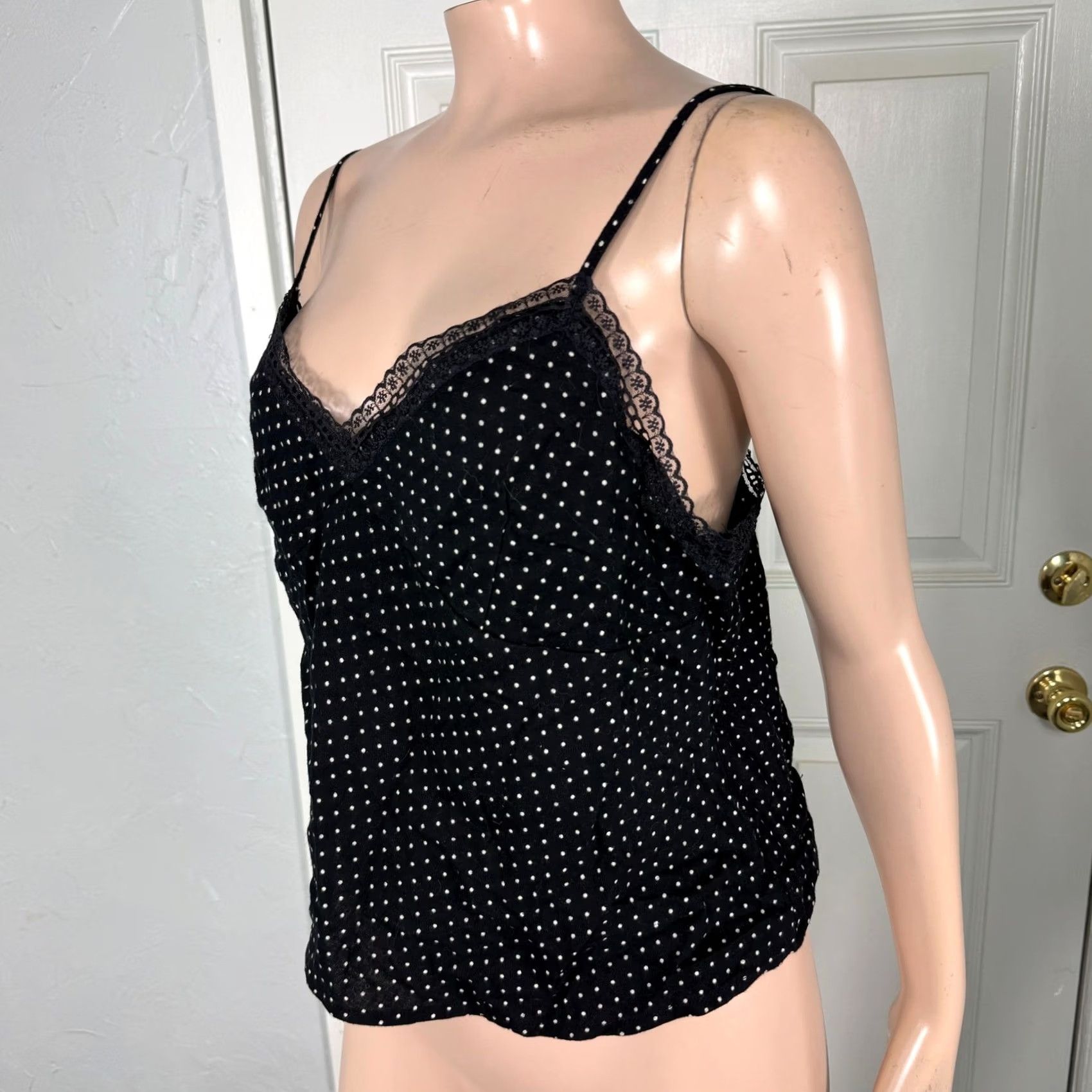 Vintage VINTAGE ruby moon Shirt L Black NOS Y2k Lace Cotton Tank top Polka Dot YY26 Size L / US 10 / IT 46 - 3 Thumbnail
