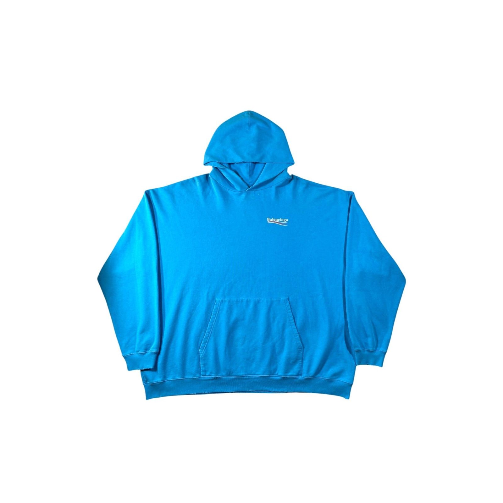 Balenciaga Balenciaga Destroyed Hoodie Turquoise/White | Grailed
