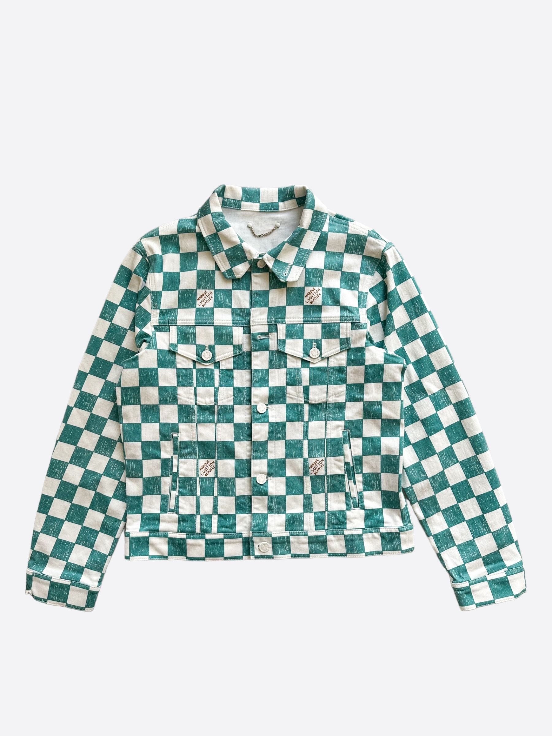 Louis Vuitton Louis Vuitton Turquoise Damier Denim Jacket Size US M / EU 48-50 / 2 - 1 Thumbnail
