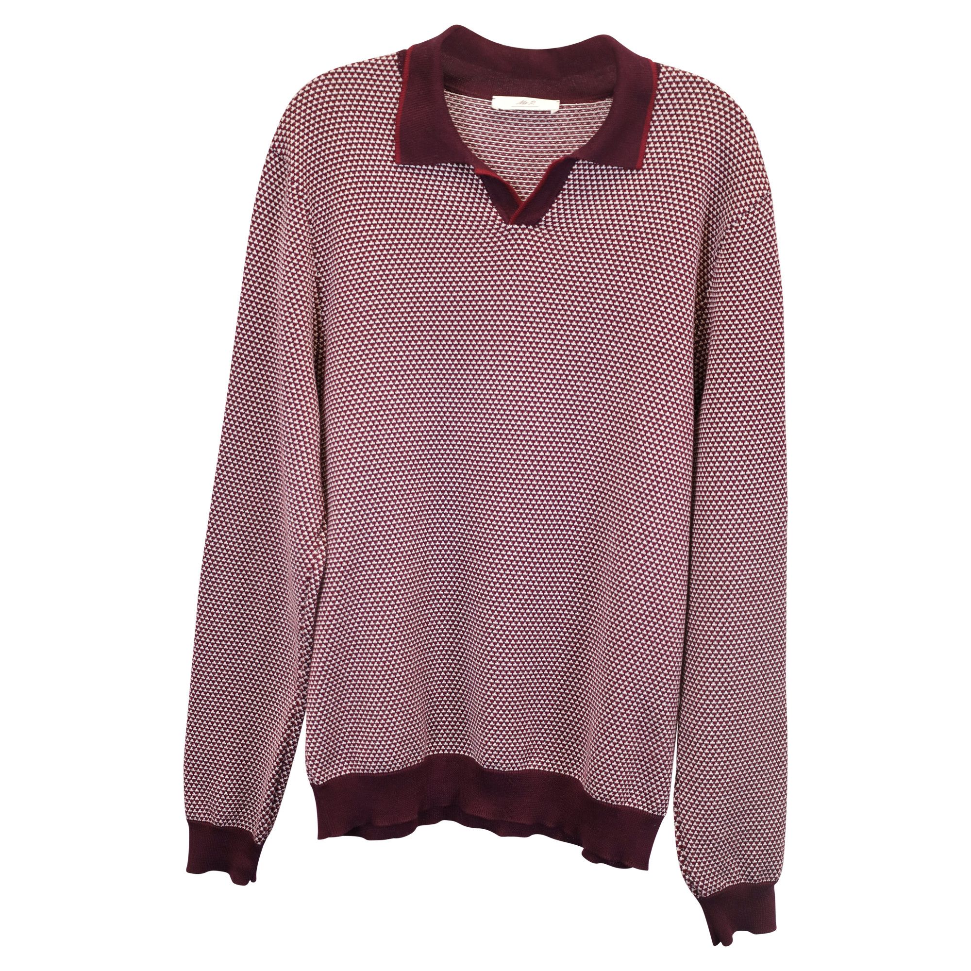 Mr P. Mr P. Slim-Fit Honeycomb-Knit Polo Long-Sleeve Shirt in Red Size US L / EU 52-54 / 3 - 1 Thumbnail