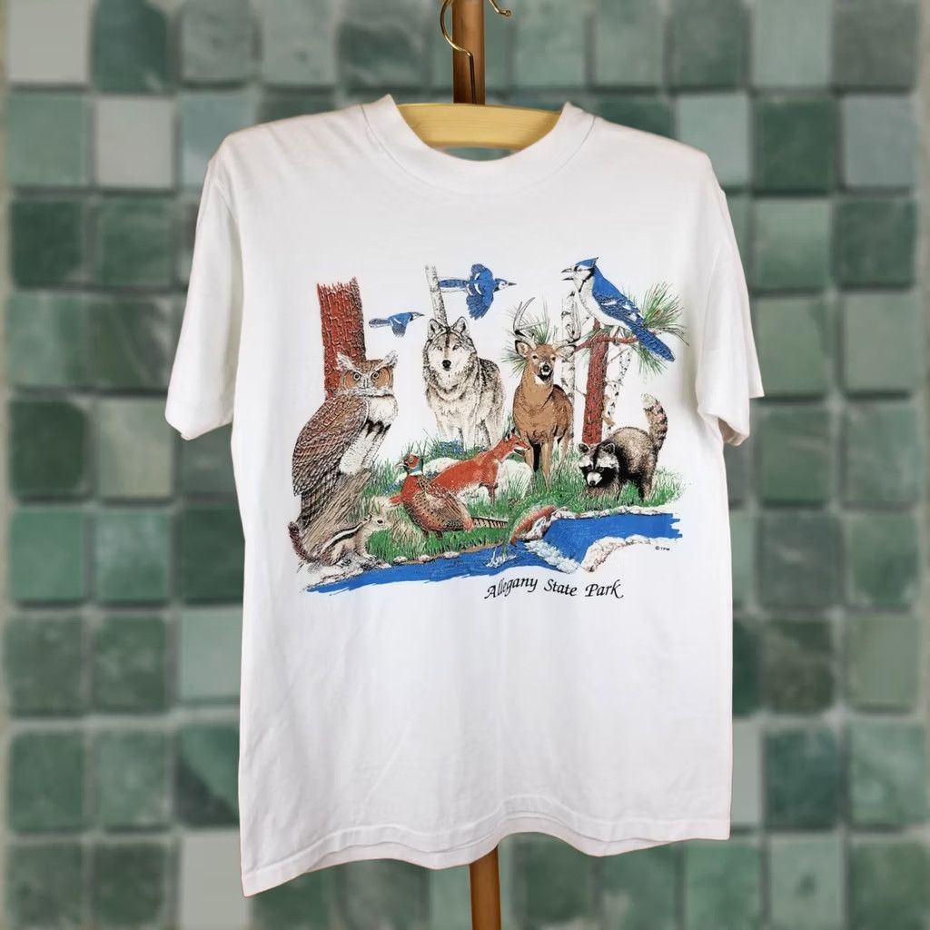Vintage VINTAGE 80' ALLEGANY STATE PARK ANIMALS SINGLE STITCH WHITE T-SHIRT SZ LARGE MEN Size US L / EU 52-54 / 3 - 1 Thumbnail