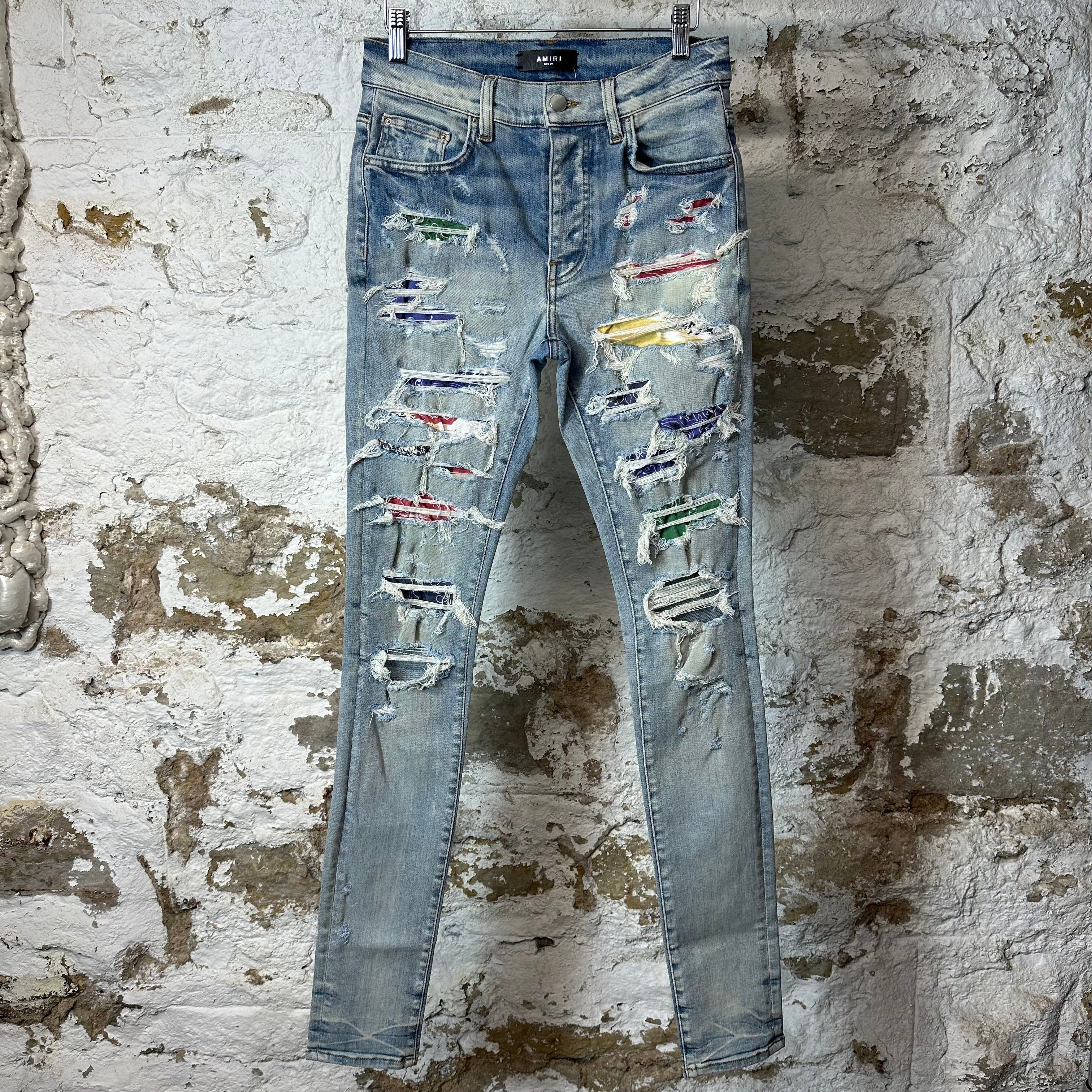Amiri Amiri MX1 Red Paisley Dark Blue Denim Jeans Size 29 | Grailed