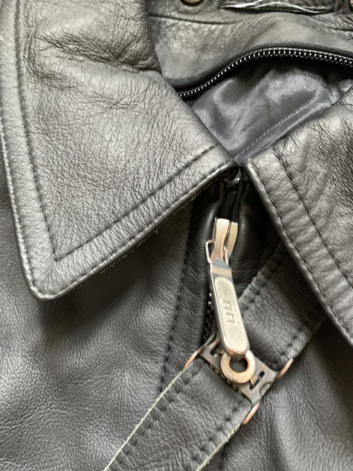 Hysteric Glamour Polizei Vintage OG German Leather Boxy Black Zip Jacket Rare Size US L / EU 52-54 / 3 - 15 Thumbnail