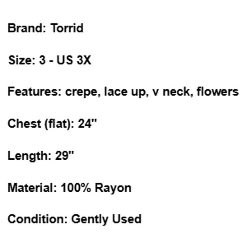 Other Torrid Babydoll Top Floral Boho Lace Up Flowy Plus Size 3 3X Size 3XL / US 20-22 - 8 Thumbnail