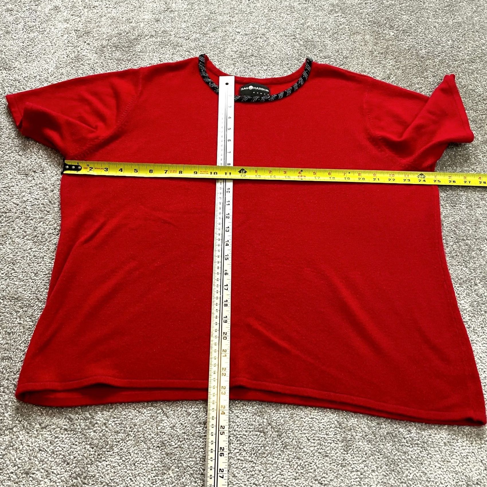 Vintage VINTAGE Sag Harbor Sweater Womens 2X Red Short Sleeve Navy? No—Red Short Sleeve Pullover Beaded Crew Neck Sag Harbor Womens 2X Sweater Size XXL / US 16-18 / IT 52-54 - 2 Thumbnail