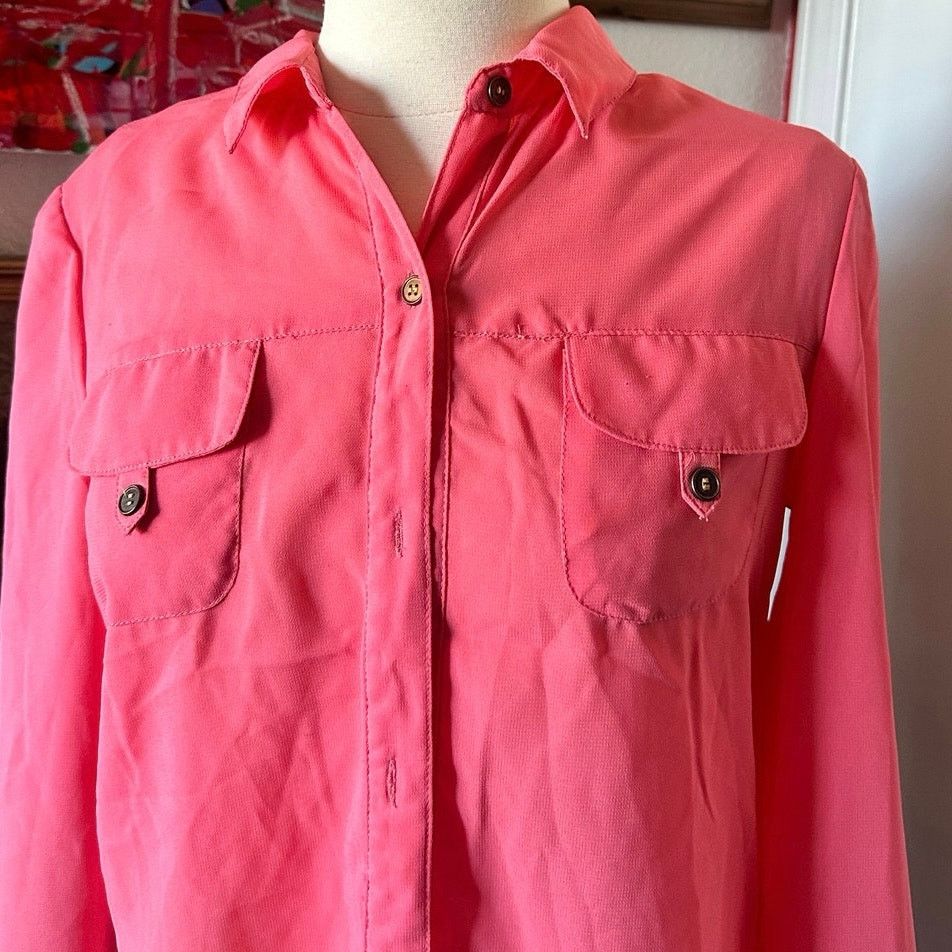Other charlotte russe pink sheer mesh button up blouse Size M / US 6-8 / IT 42-44 - 2 Thumbnail