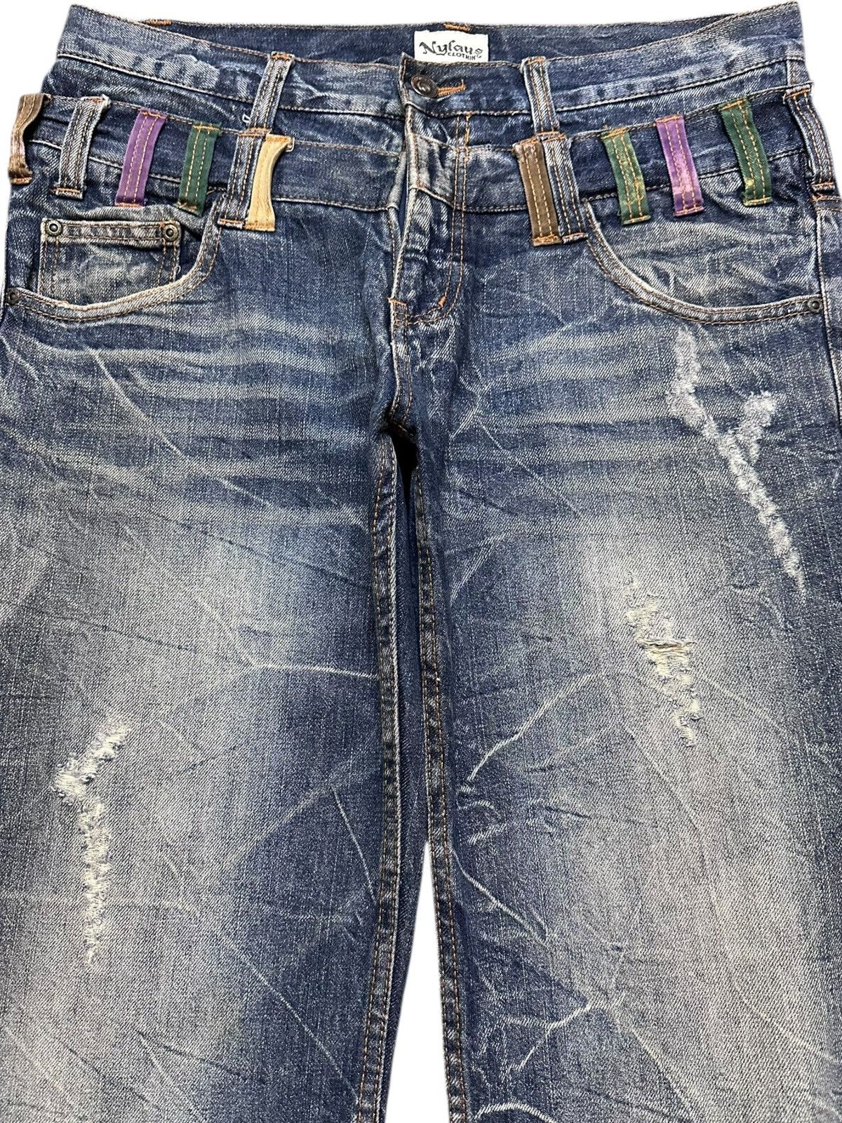 Hysteric Glamour Vintage Nylaus Clothing Double Waist Honeycomb Grunge Denim Size US 33 - 2 Thumbnail