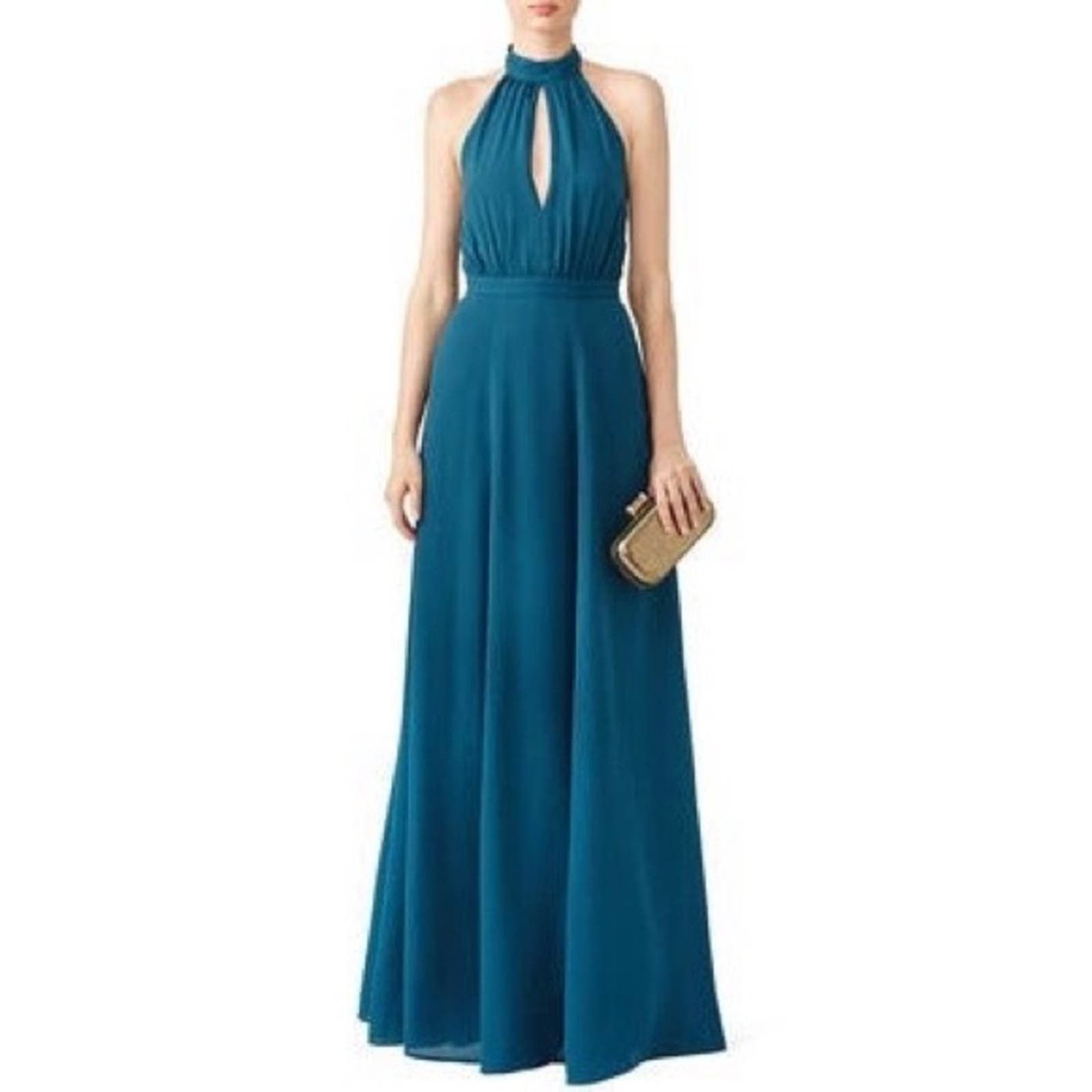 image of Designer Yumi Kim Keyhole Halter Starlet High Slit Cocktail Gown NWT in Green, Women's (Size XS)