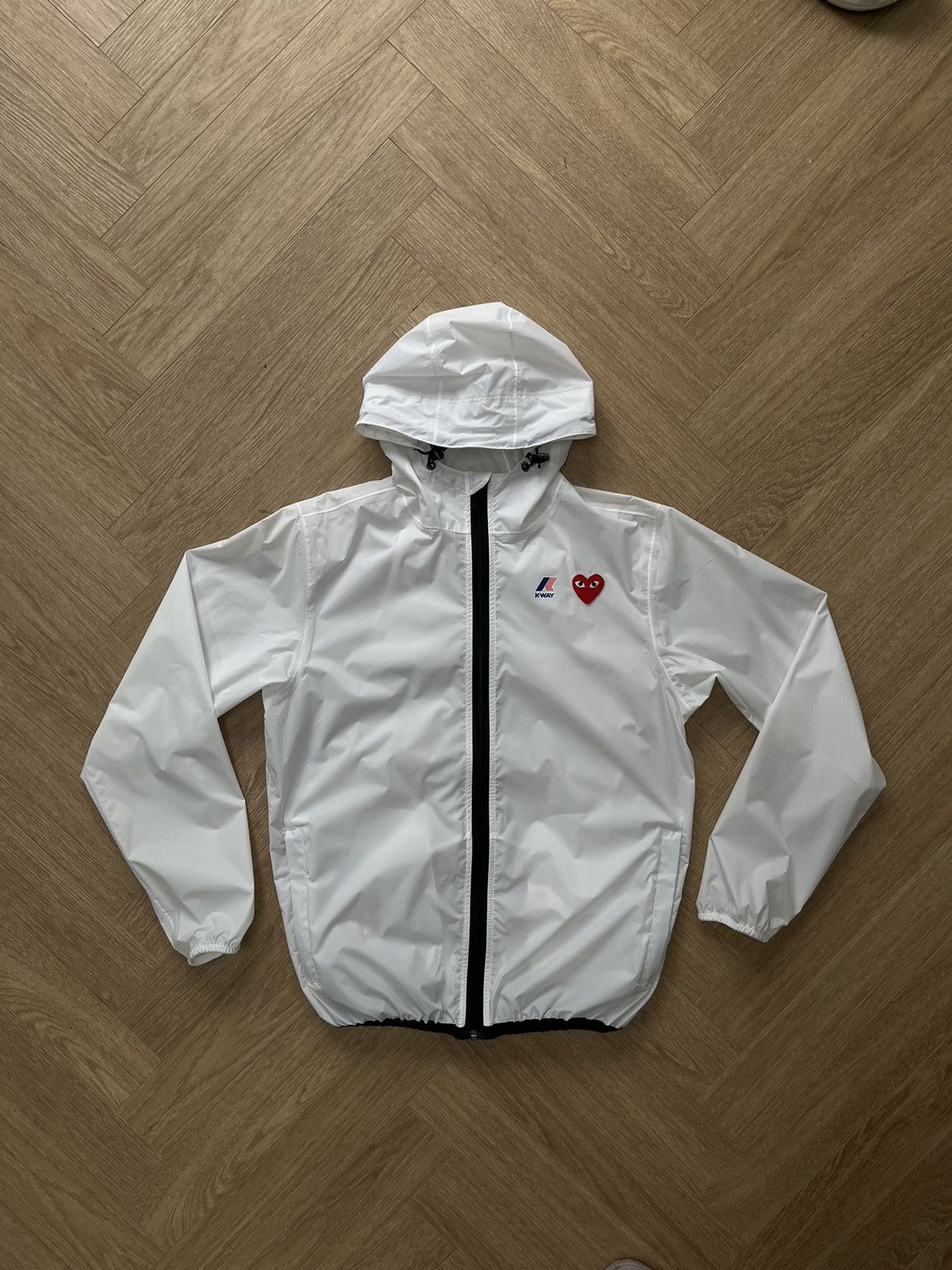 image of Comme Des Garcons x Kway Cdg X Kway Windbreaker in White, Men's (Size Medium)