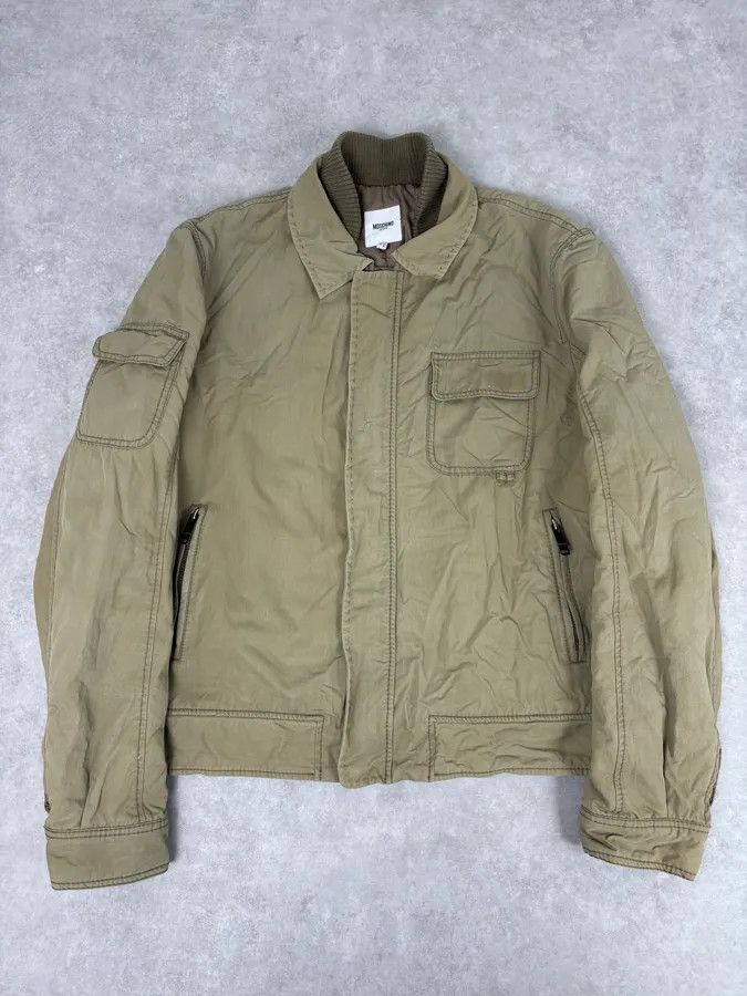 Moschino 2000s Moschino Khaki Bomber Jacket Nylon Cargo Pocket Size US L / EU 52-54 / 3 - 3 Thumbnail